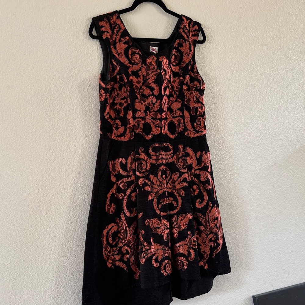 Yoana Baraschi Black and Red Floral Mini Dress
